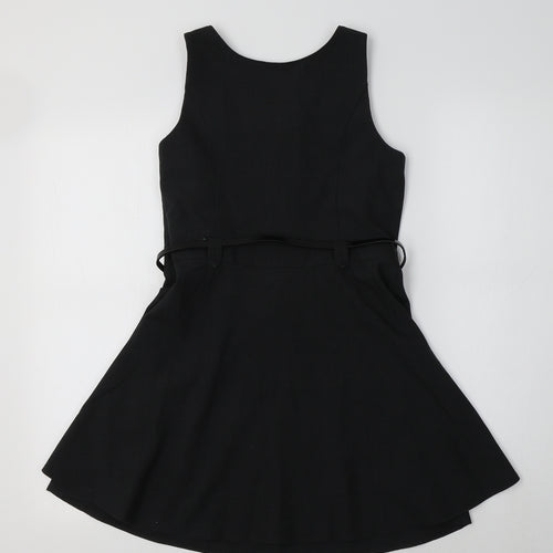 F&F Girls Grey  Polyester Pinafore/Dungaree Dress  Size 9-10 Years Round Neck  - School Wear