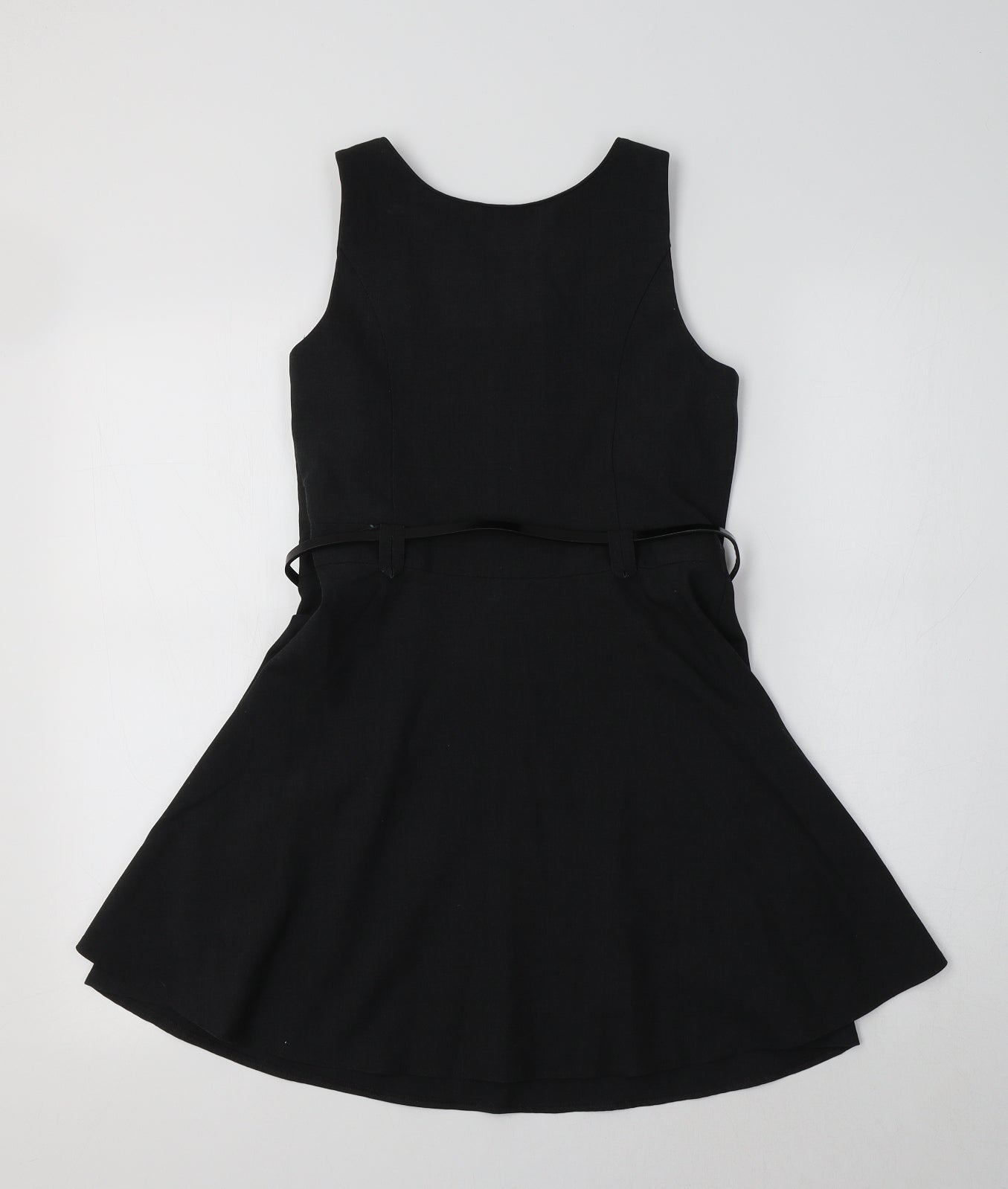 F&F Girls Grey  Polyester Pinafore/Dungaree Dress  Size 9-10 Years Round Neck  - School Wear