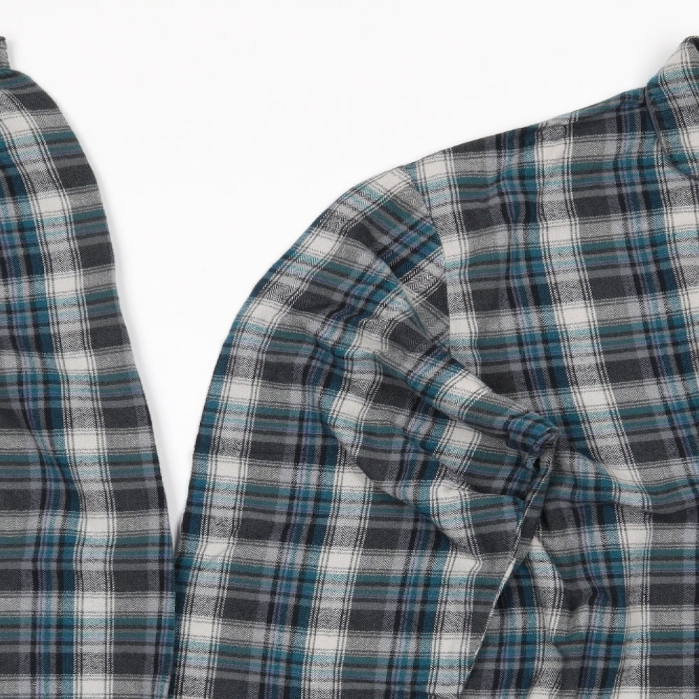 Marks and Spencer Mens Grey Check Cotton  Pyjama Set Size M   - Grey Teal Ivory checks