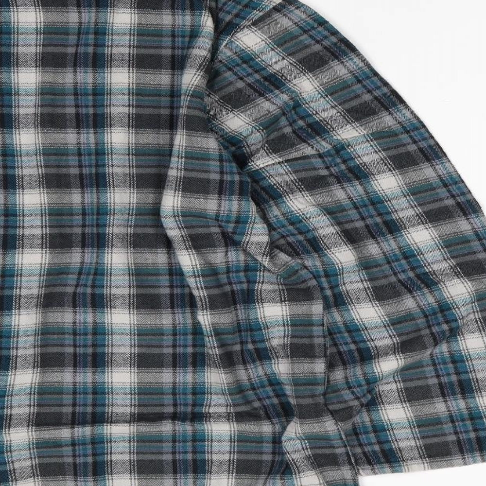 Marks and Spencer Mens Grey Check Cotton  Pyjama Set Size M   - Grey Teal Ivory checks