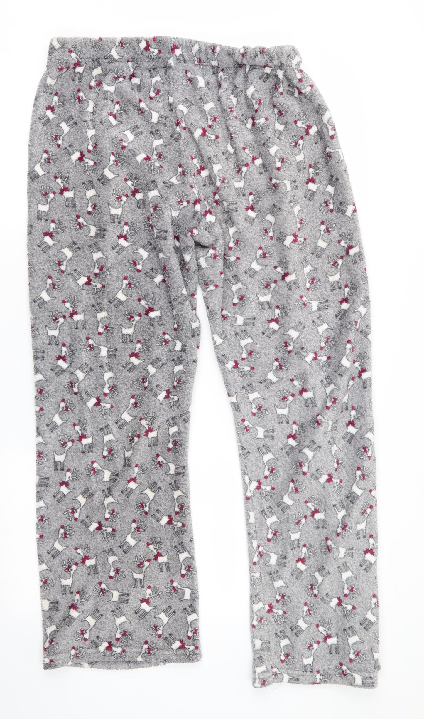 Love To Lounge Womens Grey Animal Print Polyester  Pyjama Pants Size L   - Rudolph Print