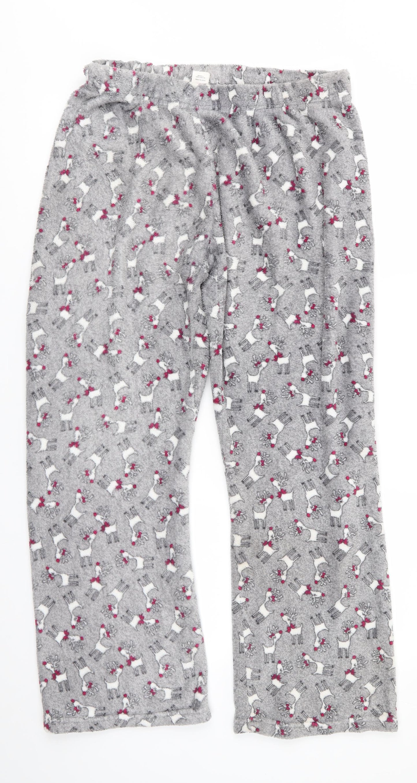 Love To Lounge Womens Grey Animal Print Polyester  Pyjama Pants Size L   - Rudolph Print