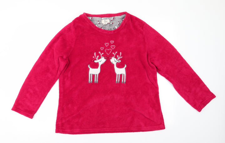 Love To Lounge Womens Red Animal Print Polyester Pyjama Top Size 14 - Christmas Pyjama Top