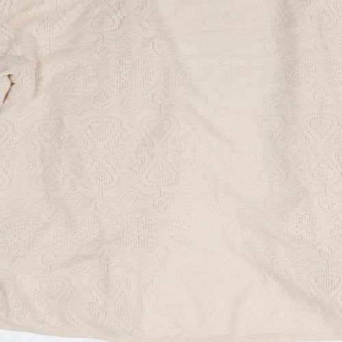 River Island Womens Ivory V-Neck Geometric Cotton Cardigan Jumper Size 12   - Short Waterfall Cardigan