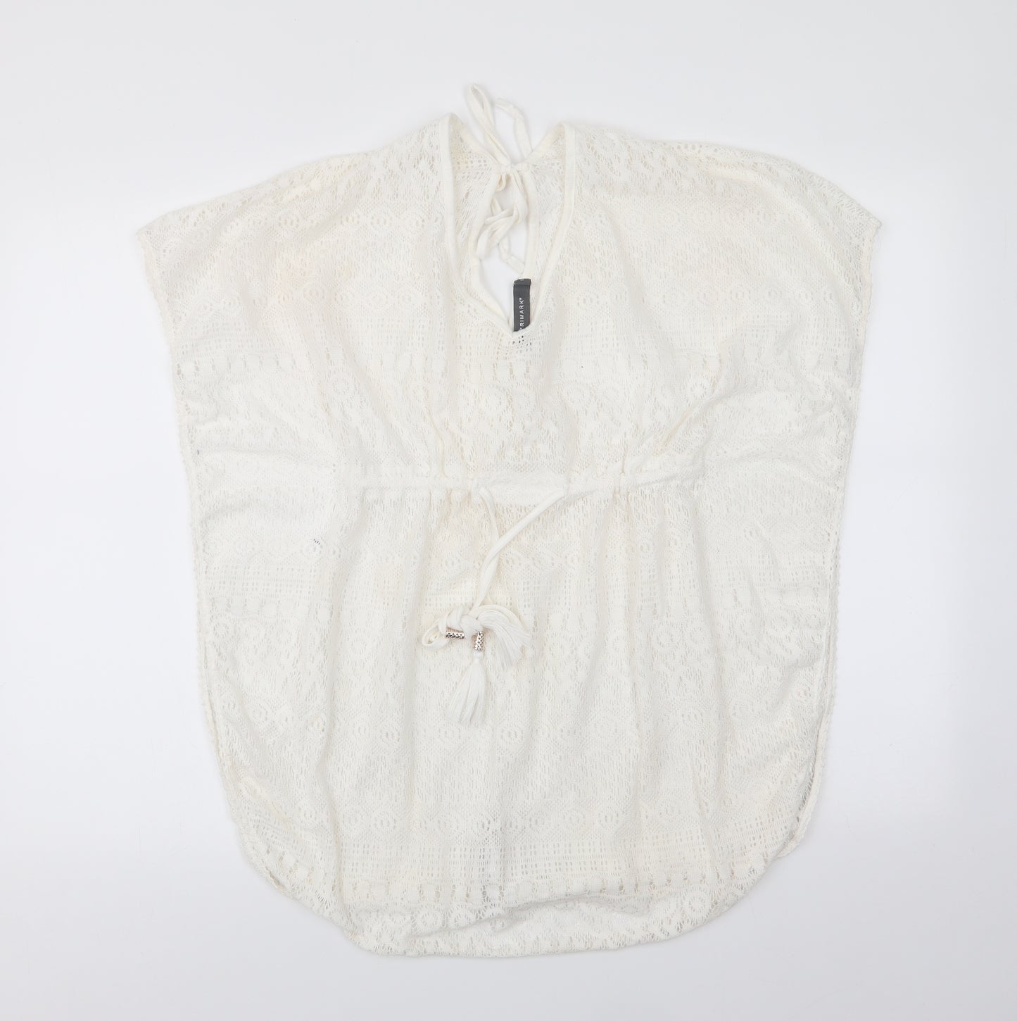Primark Womens Ivory Geometric  Tunic Blouse  V-Neck - Beach Cover Up