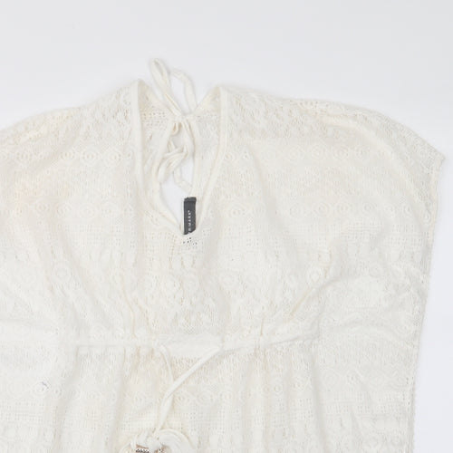 Primark Womens Ivory Geometric  Tunic Blouse  V-Neck - Beach Cover Up