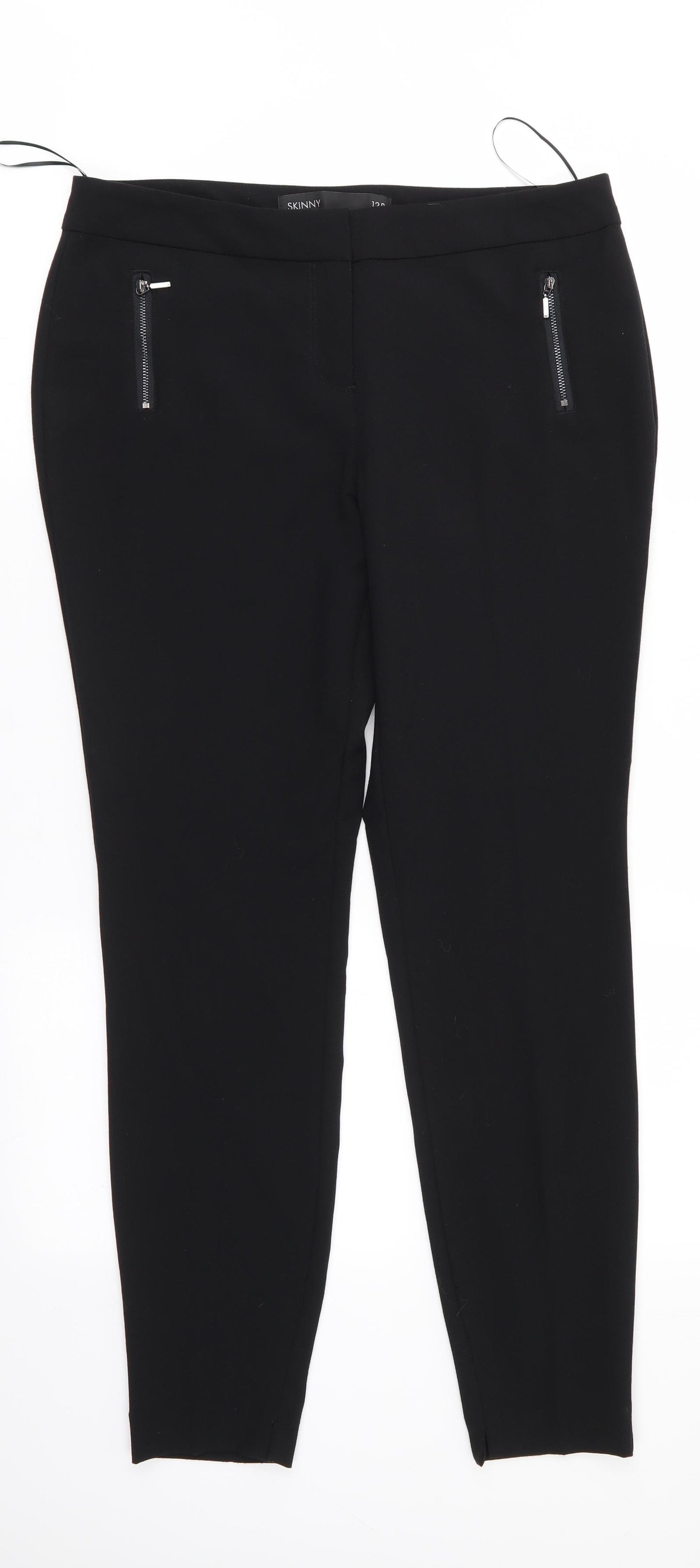 NEXT Womens Black  Polyester Trousers  Size 12 L30 in Regular  - Skinny