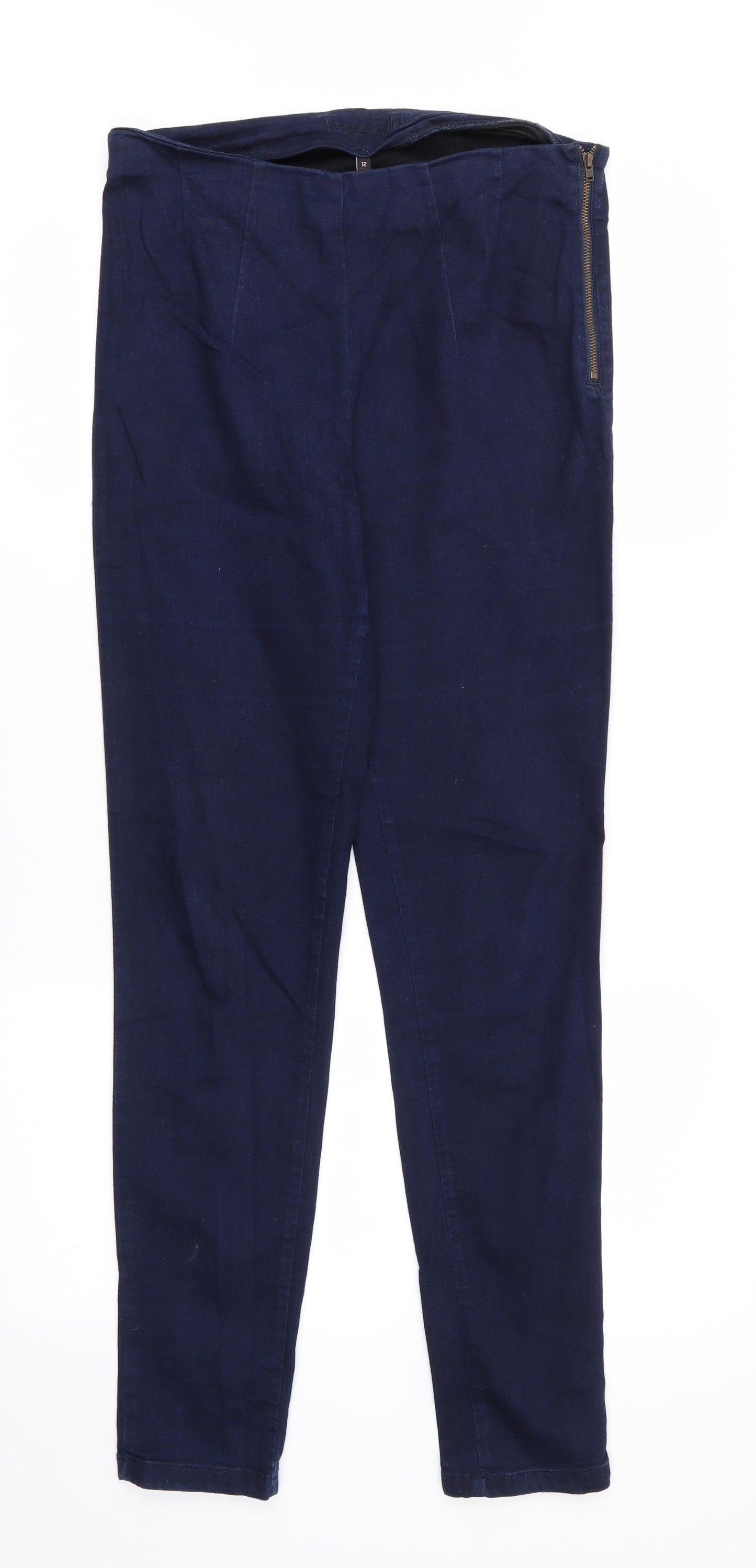 Phase Eight Womens Blue   Jegging Jeans Size 12 L30 in Regular  - Soft Feel Seamed Ankles Side Zip
