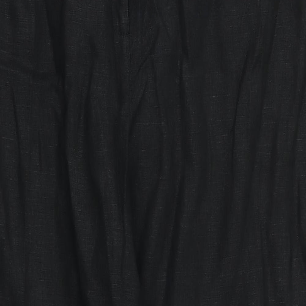 NEXT Womens Black  Linen Trousers  Size 16 L27 in Regular  - Linen trousers