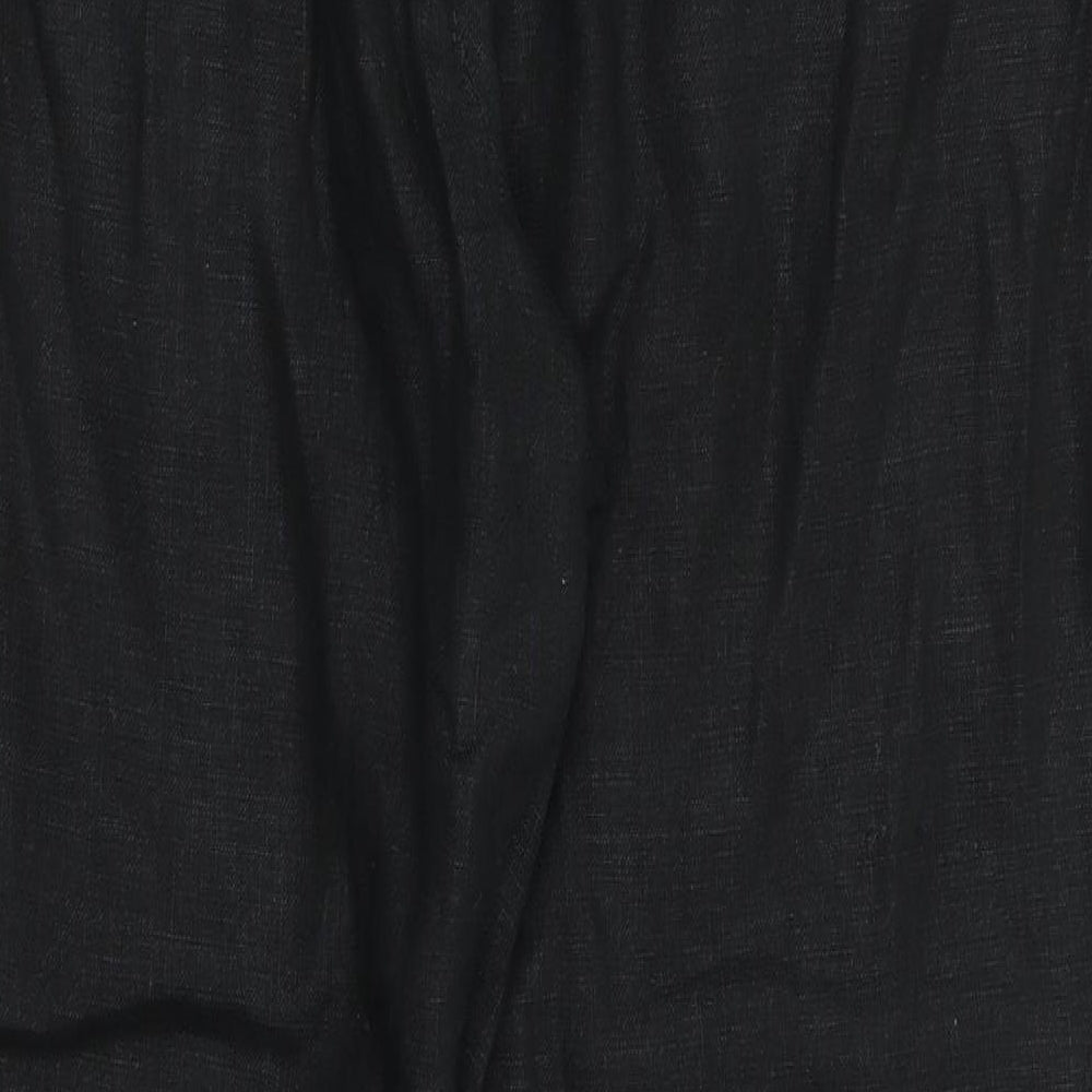 NEXT Womens Black  Linen Trousers  Size 16 L27 in Regular  - Linen trousers
