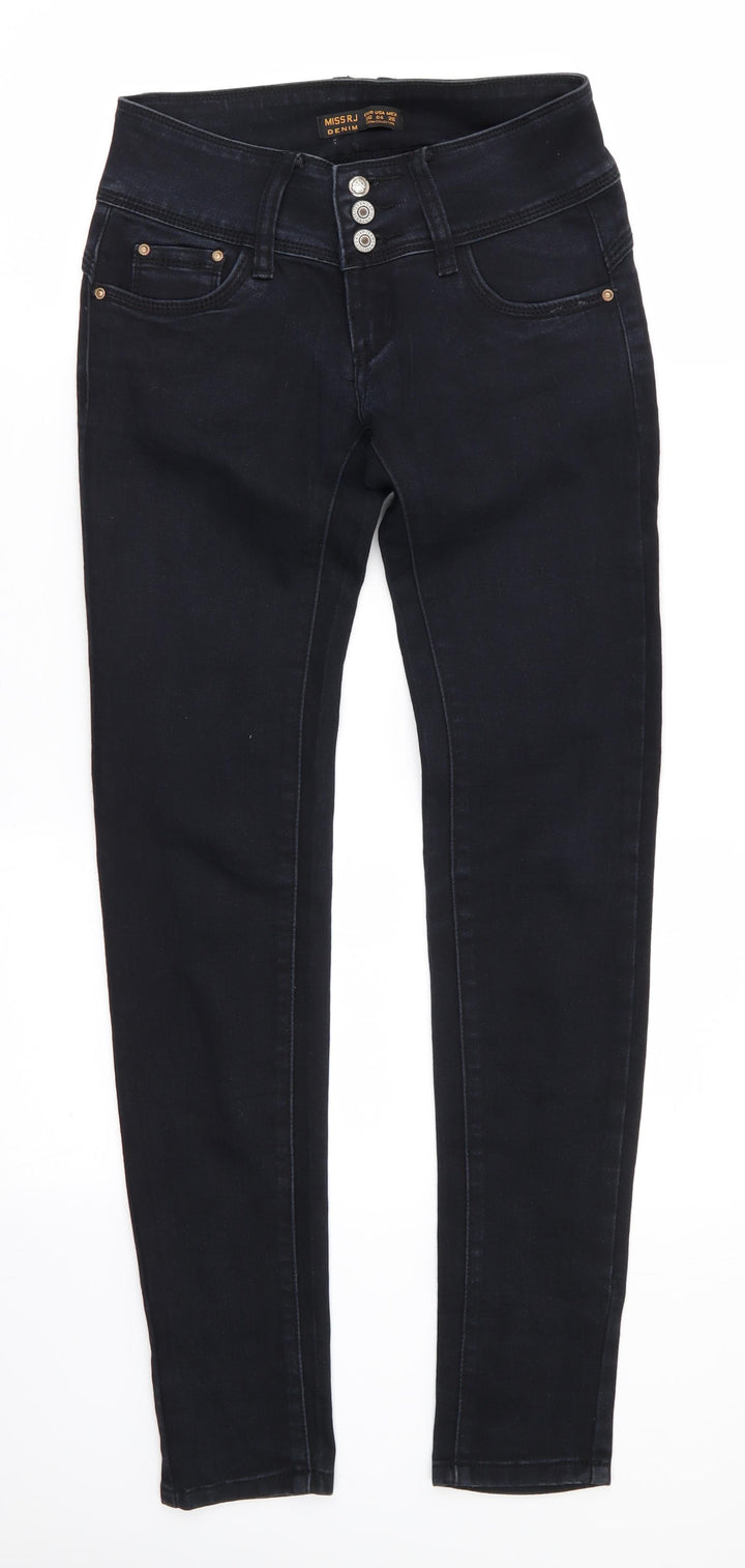 Miss R J New Fashion Womens Blue Cotton Skinny Jeans Size 8 L31 in Regular - Blue Black mix Deep waistable