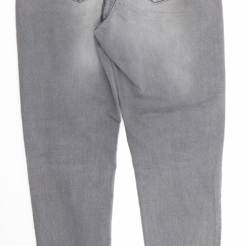 Monsoon Womens Grey Floral Cotton Straight Jeans Size 12 L27 in Regular  - Embroidered back pockets