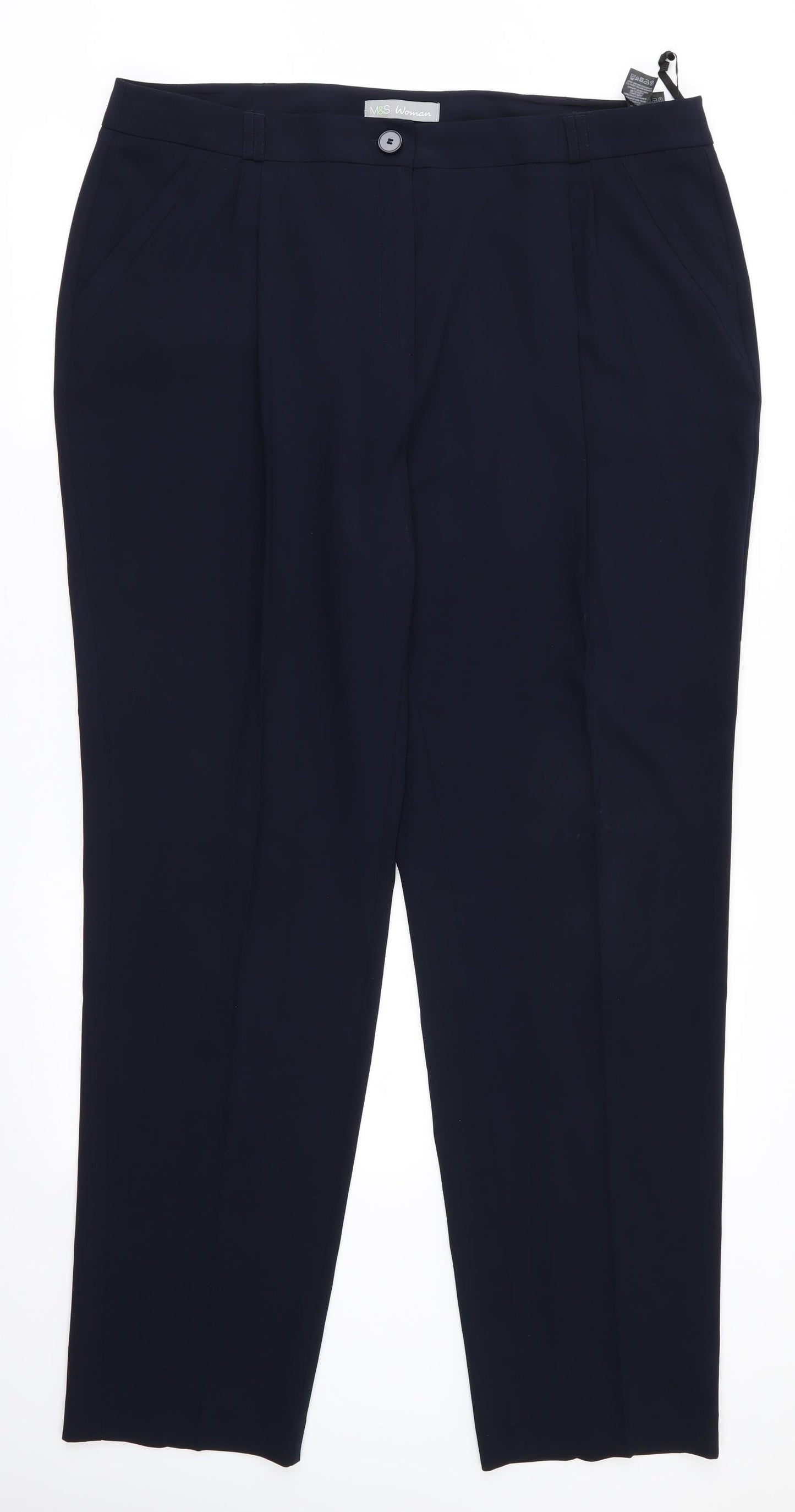 Marks and Spencer Womens Blue  Polyester Trousers  Size 18 L31 in Regular