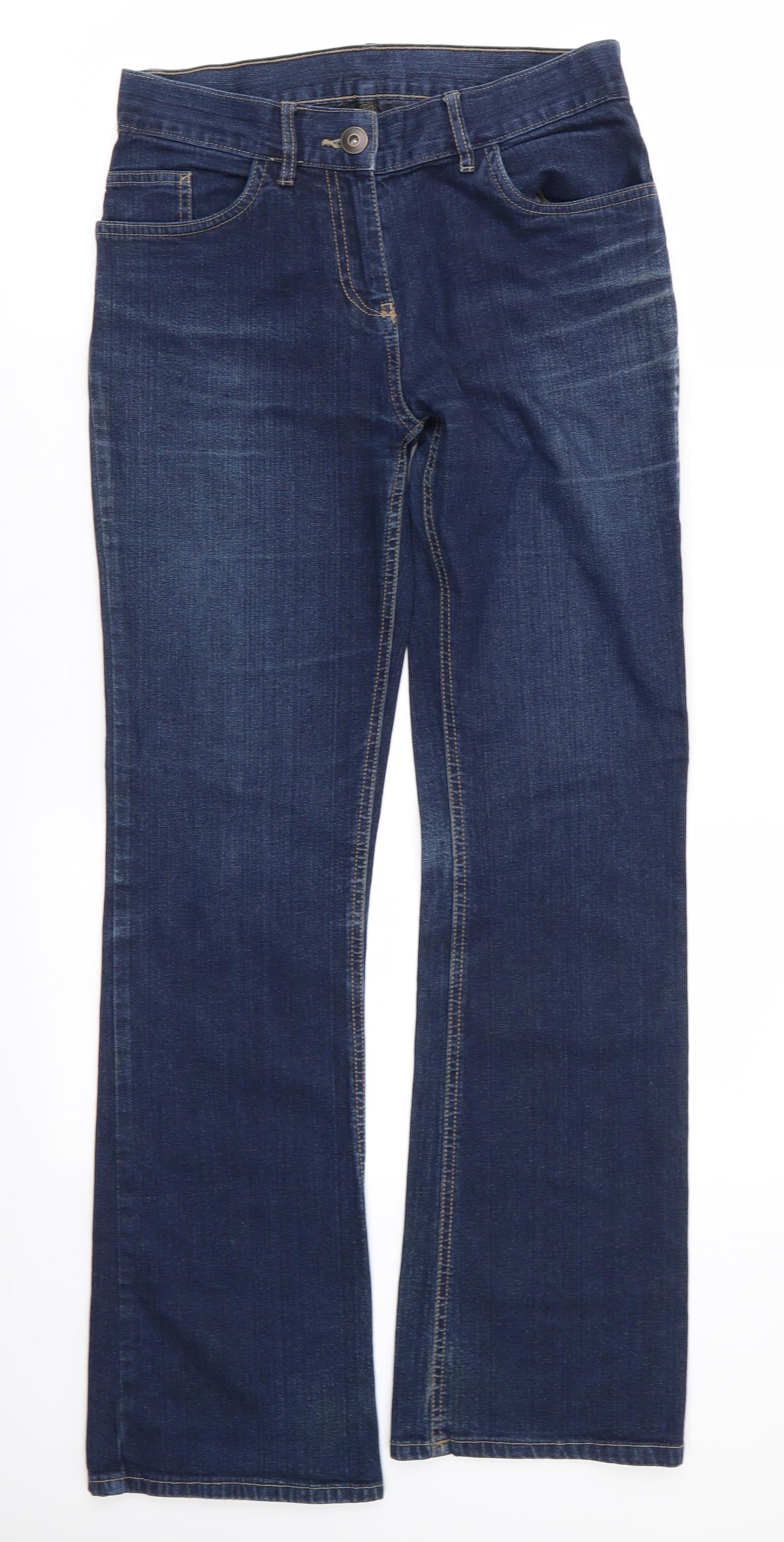 Marks and Spencer Womens Blue  Cotton Bootcut Jeans Size 10 L31 in Regular