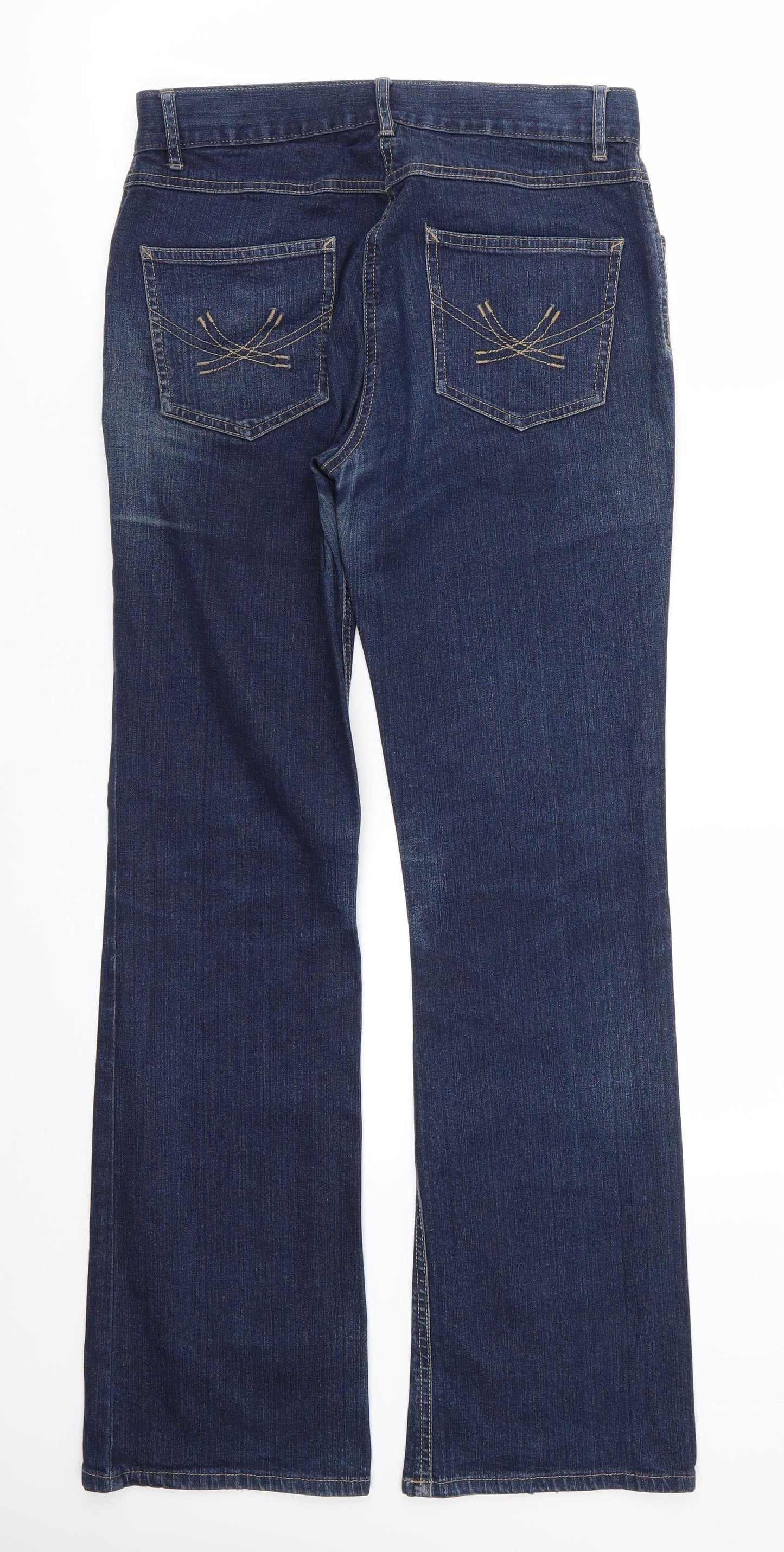 Marks and Spencer Womens Blue  Cotton Bootcut Jeans Size 10 L31 in Regular