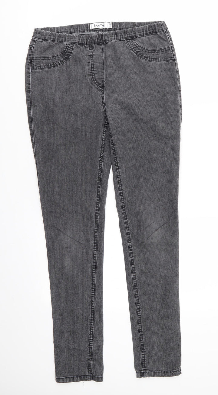 M&Co Womens Black Cotton Jegging Jeans Size 12 L30 in Regular