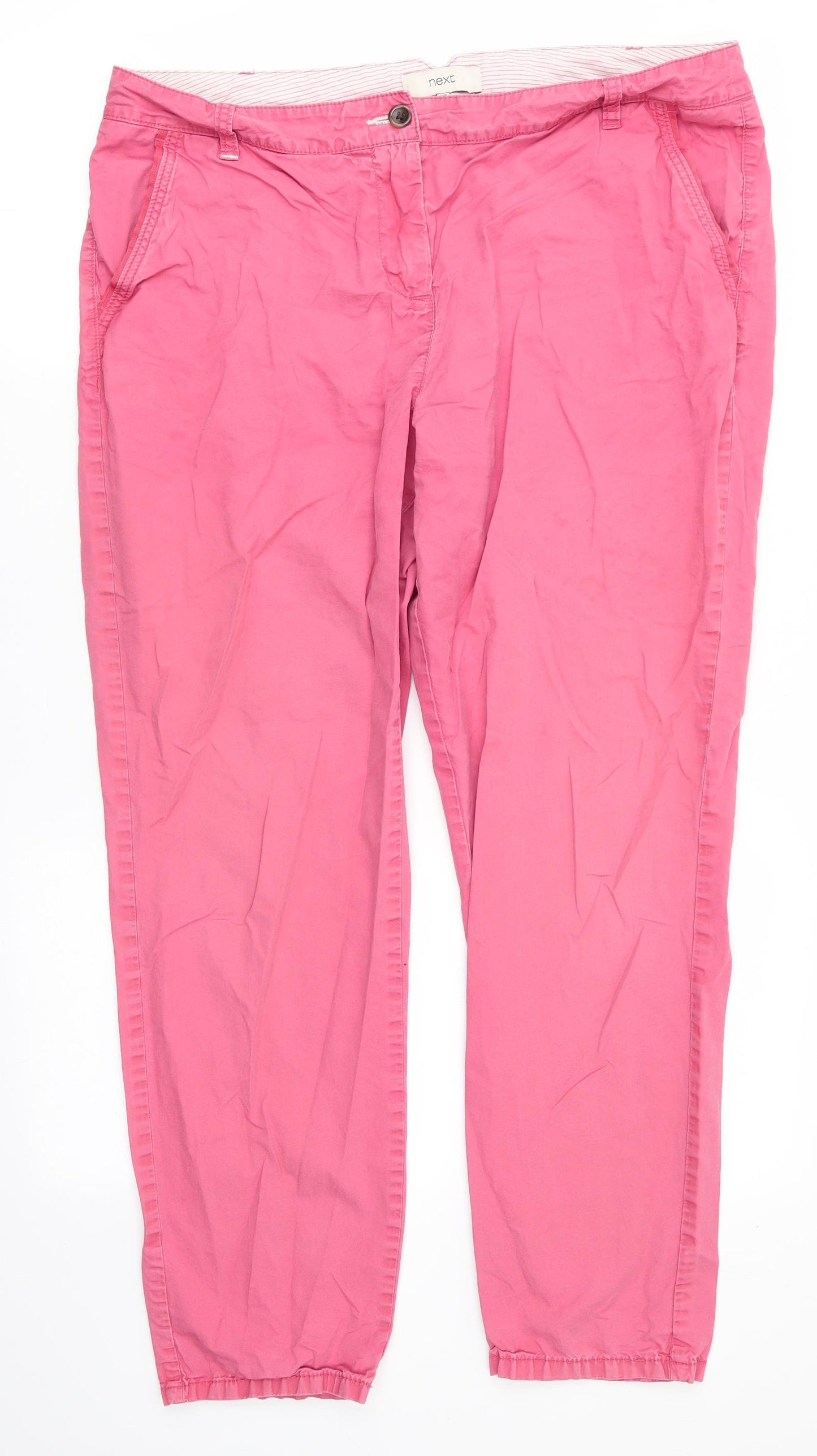 NEXT Womens Red  Cotton Trousers  Size 16 L28 in Regular  - Pale  Red