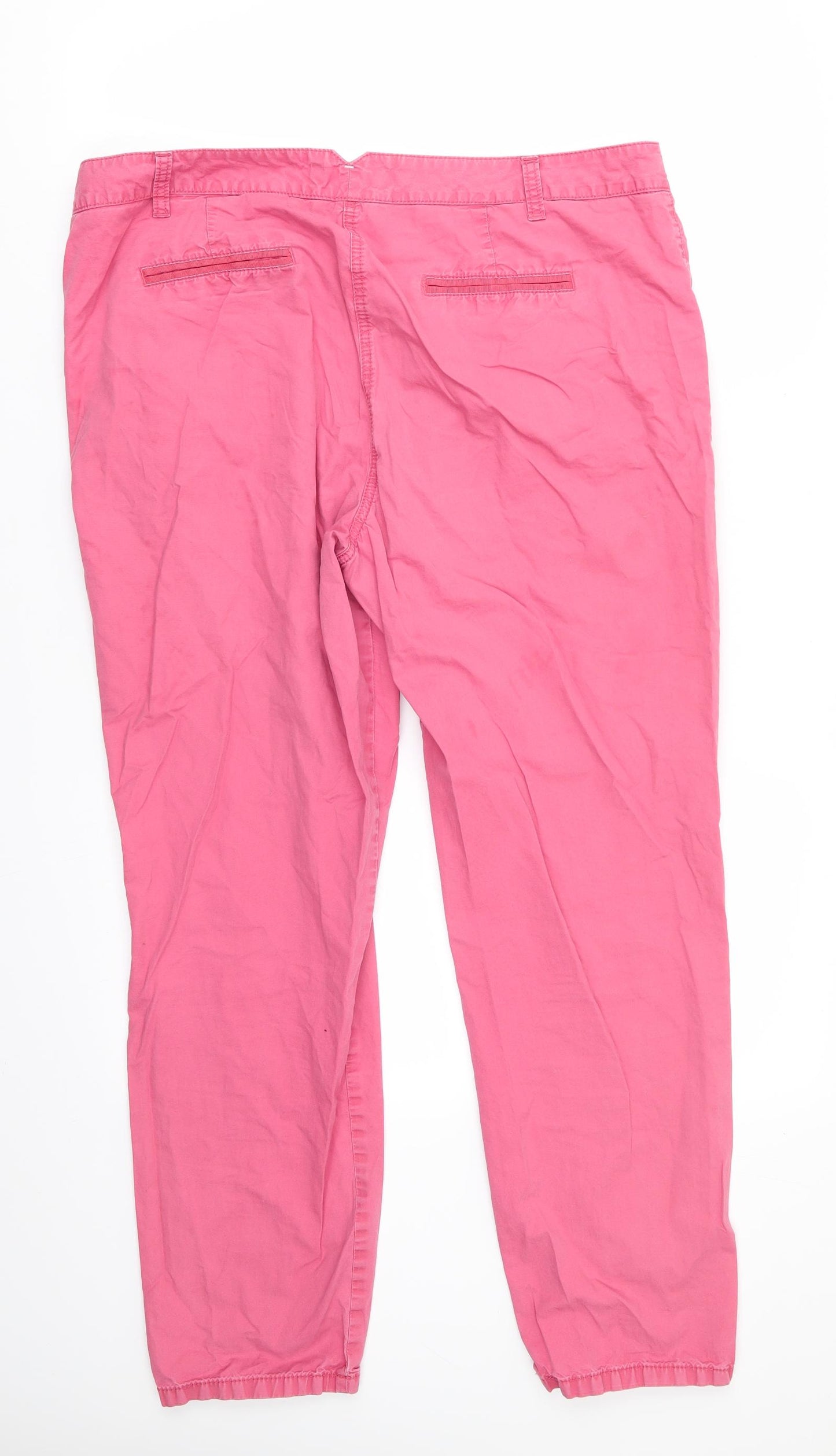 NEXT Womens Red  Cotton Trousers  Size 16 L28 in Regular  - Pale  Red