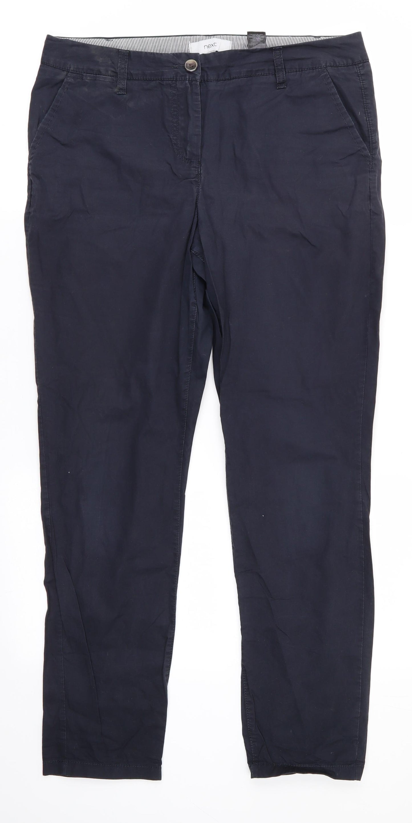 NEXT Womens Blue  Cotton Trousers  Size 12 L29 in Regular  - Navy Blue