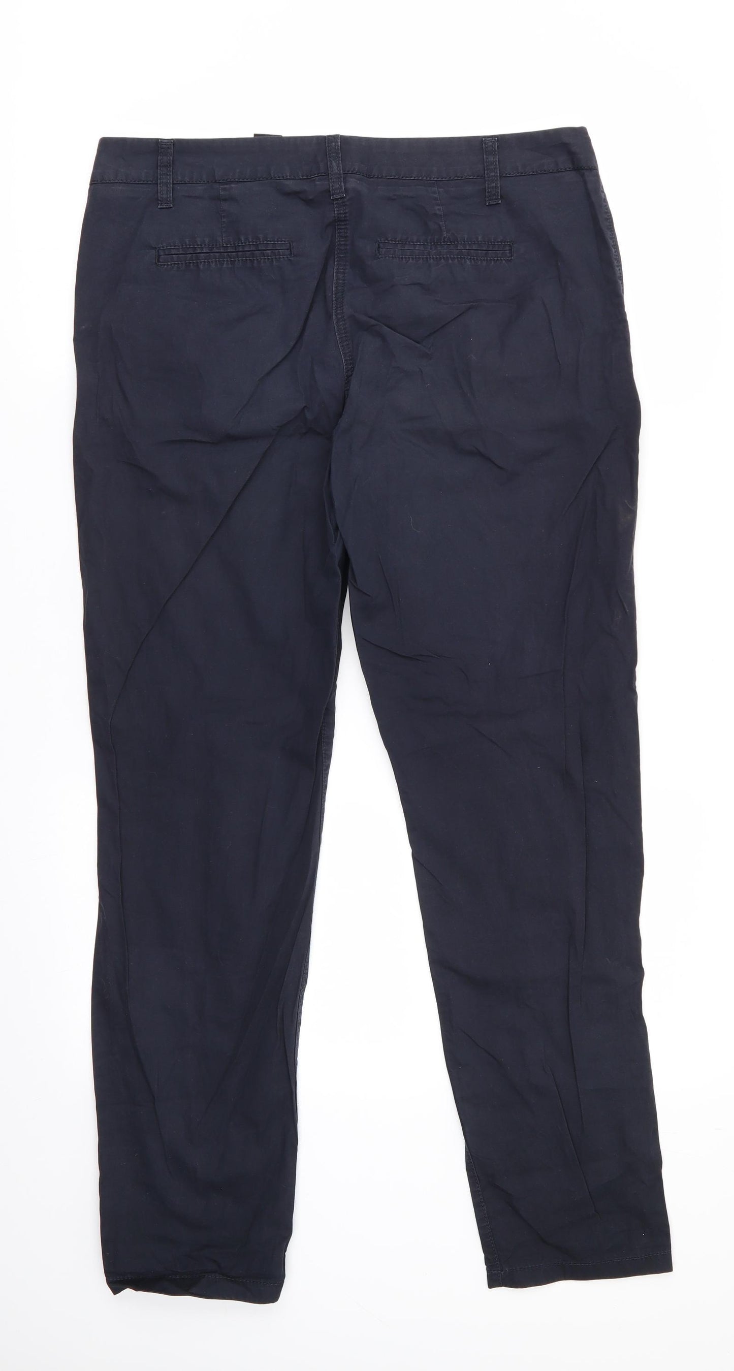 NEXT Womens Blue  Cotton Trousers  Size 12 L29 in Regular  - Navy Blue