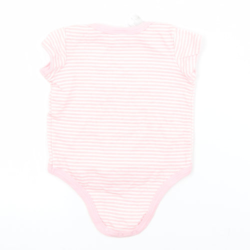 Preworn Baby Pink Striped Cotton Babygrow One-Piece Size 3-6 Months