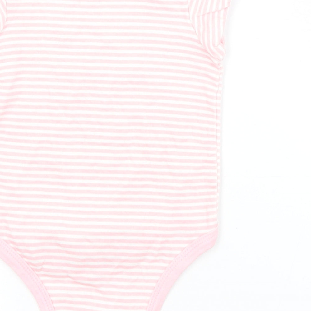 Preworn Baby Pink Striped Cotton Babygrow One-Piece Size 3-6 Months