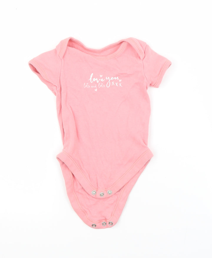 George Baby Pink Cotton Babygrow One-Piece Size 6-9 Months