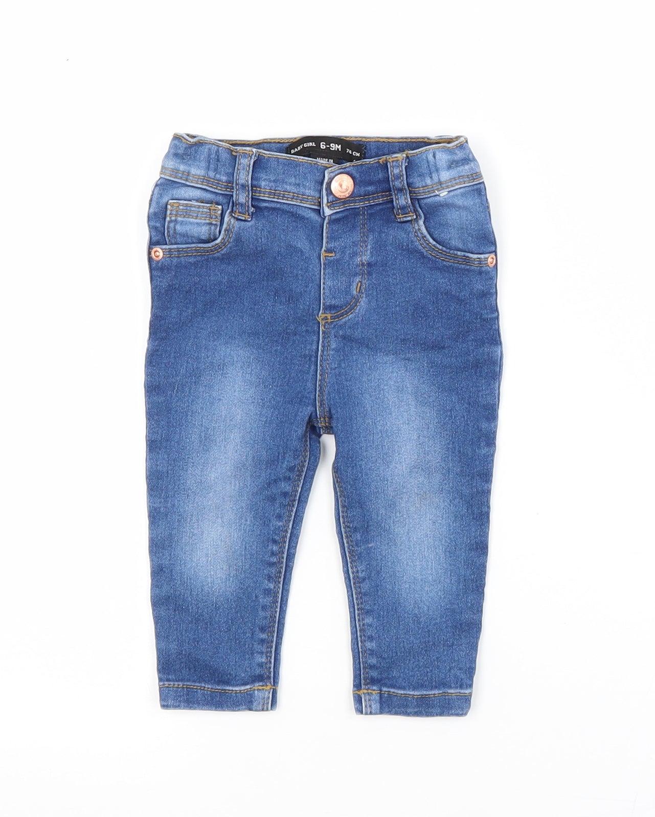 Primark Girls Blue  Cotton Jogger Trousers Size 6-9 Months