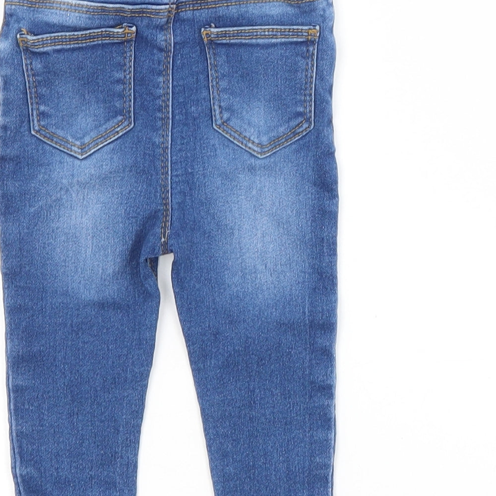 Primark Girls Blue  Cotton Jogger Trousers Size 6-9 Months