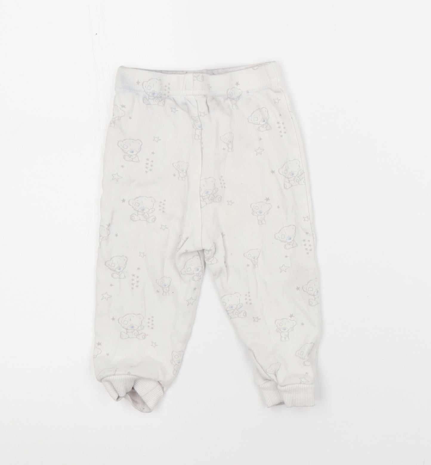 George Baby White Animal Print Cotton Jogger Trousers Size 9-12 Months