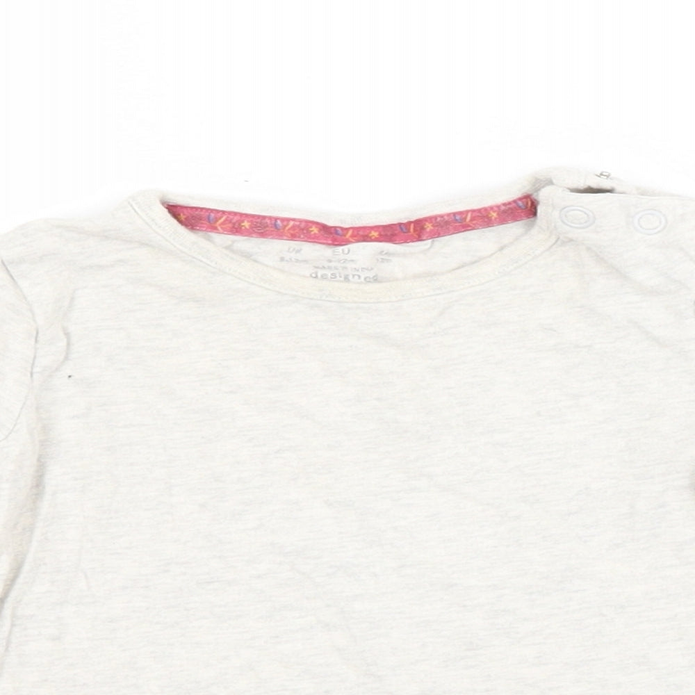 F&F Baby Grey  Cotton Basic T-Shirt Size 9-12 Months Crew Neck