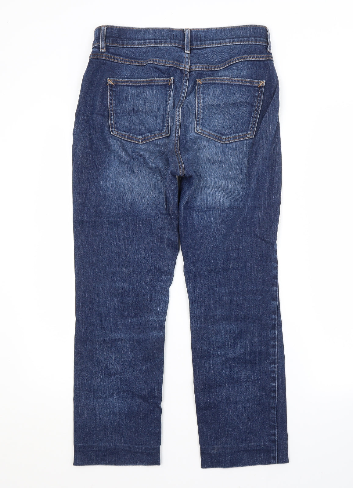 M&S Womens Blue  Cotton Straight Jeans Size 10 L25 in Regular