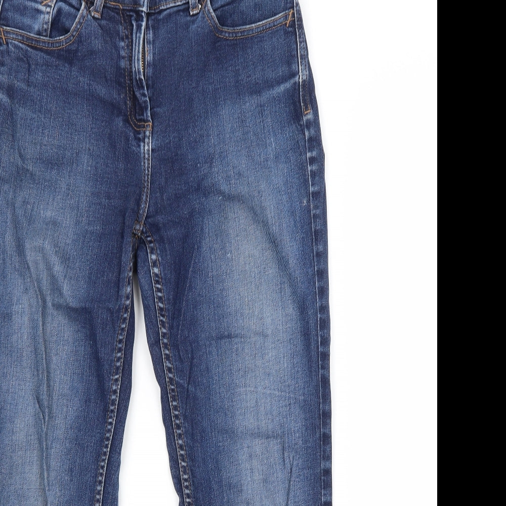 M&S Womens Blue  Cotton Straight Jeans Size 10 L25 in Regular