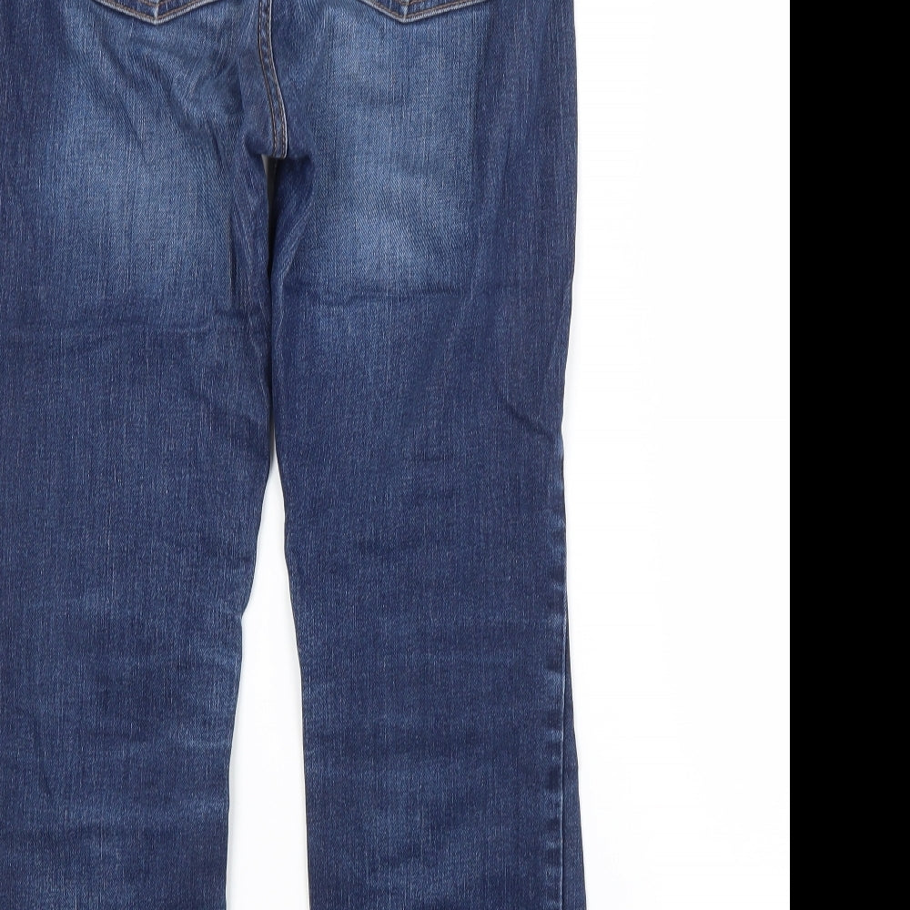 M&S Womens Blue  Cotton Straight Jeans Size 10 L25 in Regular