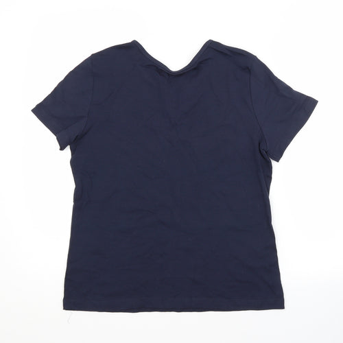 BM Womens Blue  Cotton Basic T-Shirt Size S V-Neck