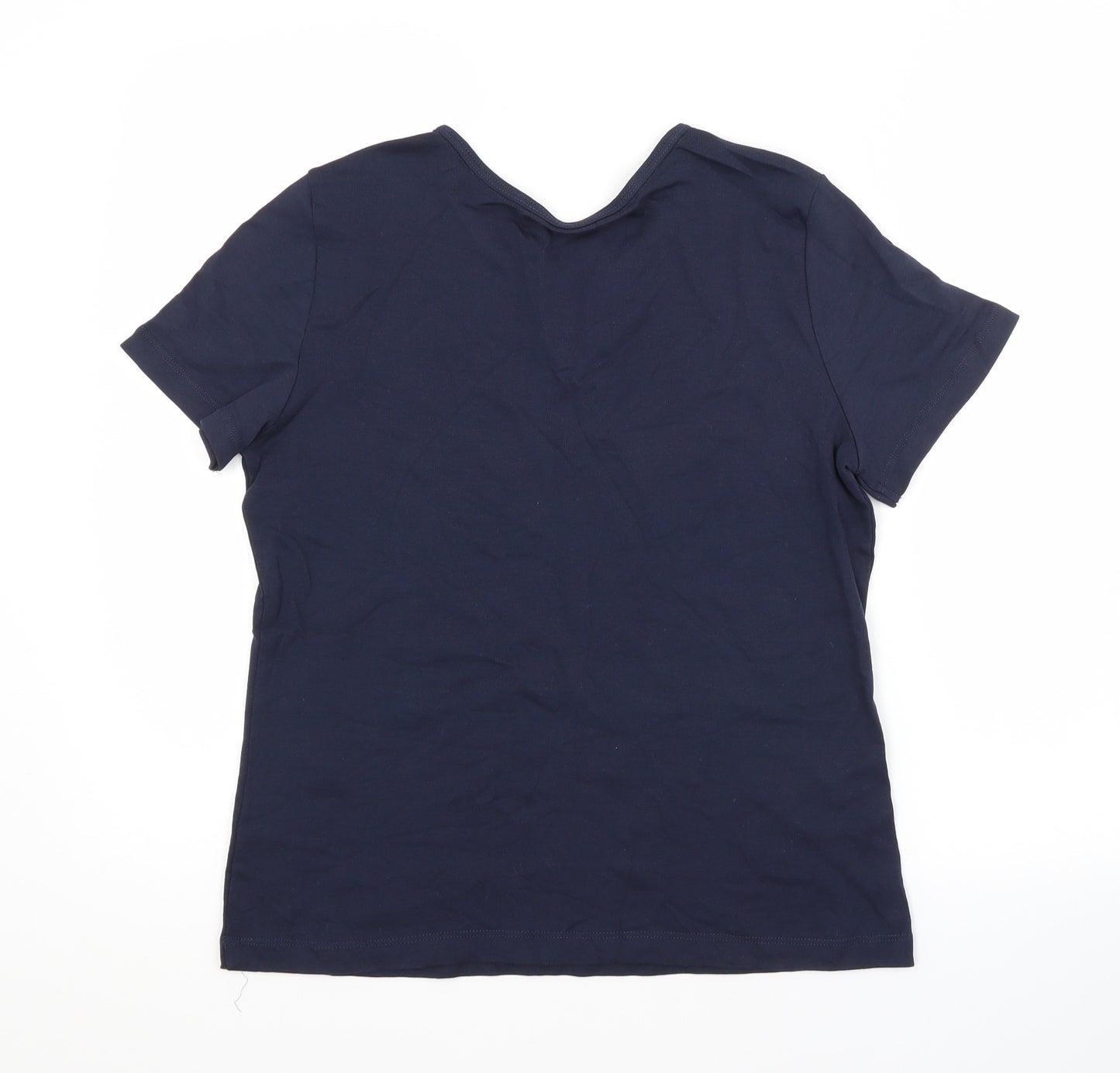 BM Womens Blue  Cotton Basic T-Shirt Size S V-Neck