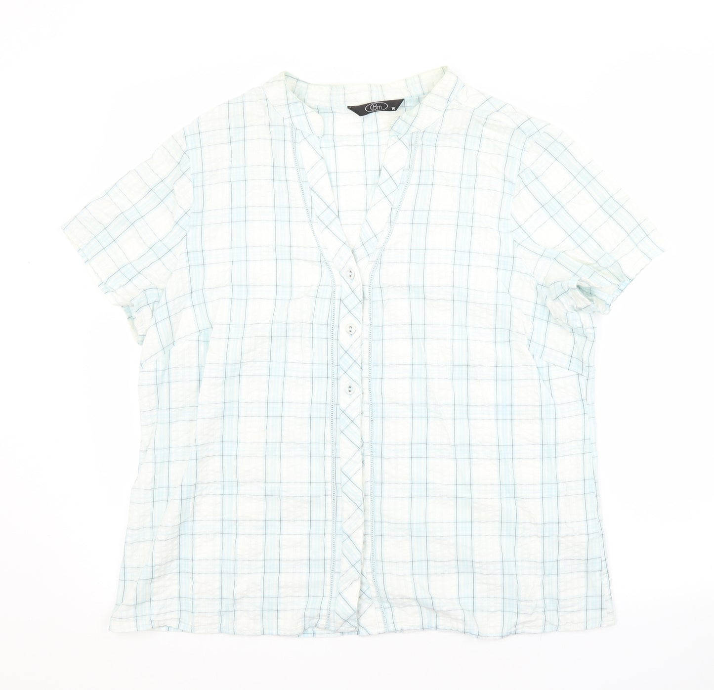 BM Womens Multicoloured Check Cotton Basic Button-Up Size 16 Collared