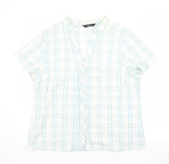 BM Womens Multicoloured Check Cotton Basic Button-Up Size 16 Collared