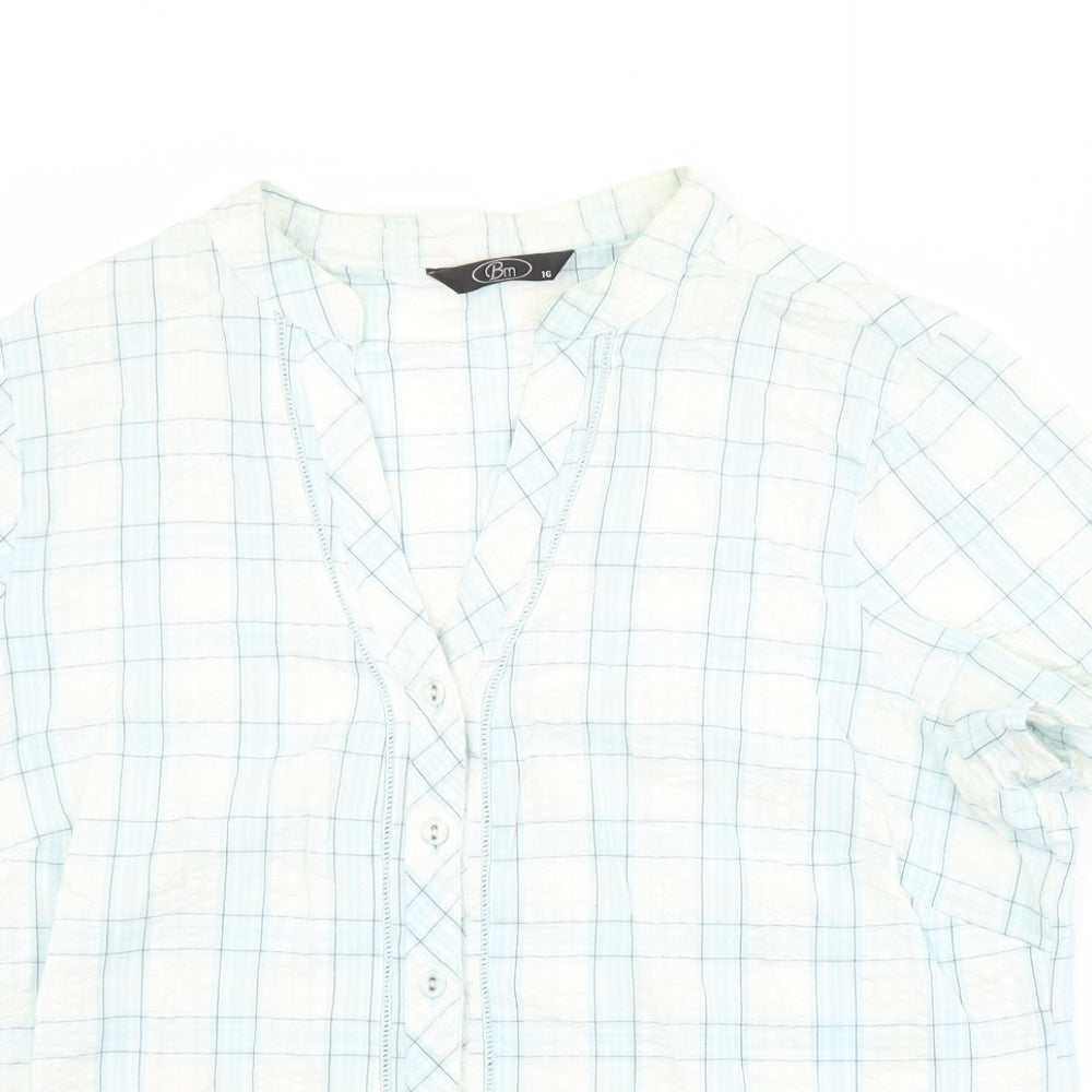 BM Womens Multicoloured Check Cotton Basic Button-Up Size 16 Collared
