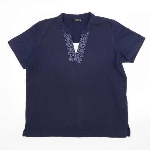 BM Womens Blue  Polyester Basic Blouse Size M V-Neck
