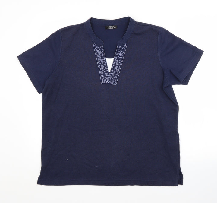 BM Womens Blue  Polyester Basic Blouse Size M V-Neck