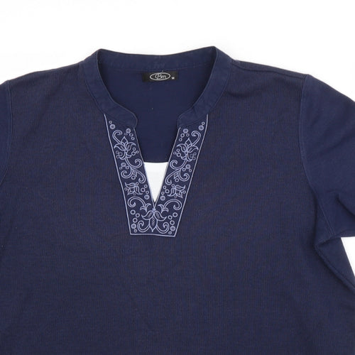 BM Womens Blue  Polyester Basic Blouse Size M V-Neck