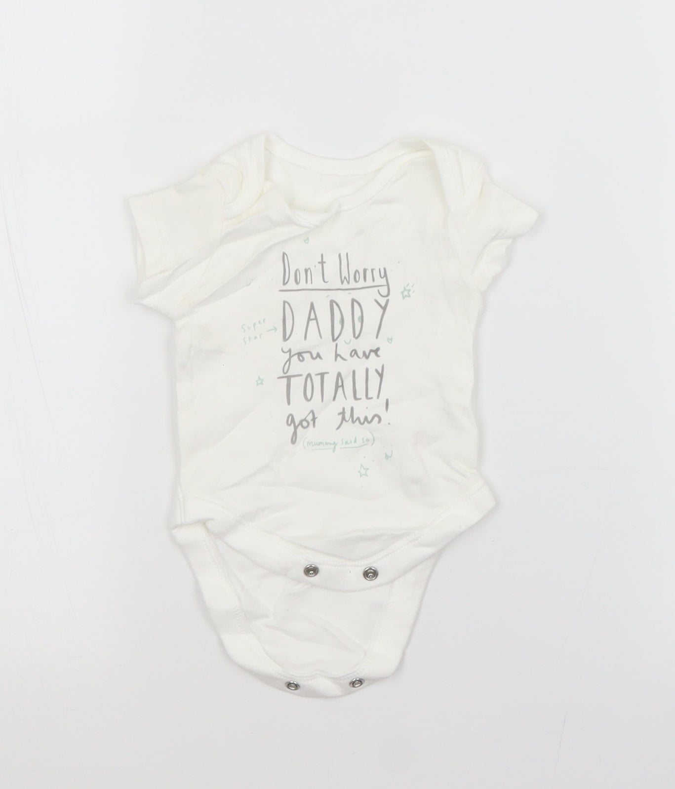 George Baby White  Cotton Babygrow One-Piece Size 0-3 Months