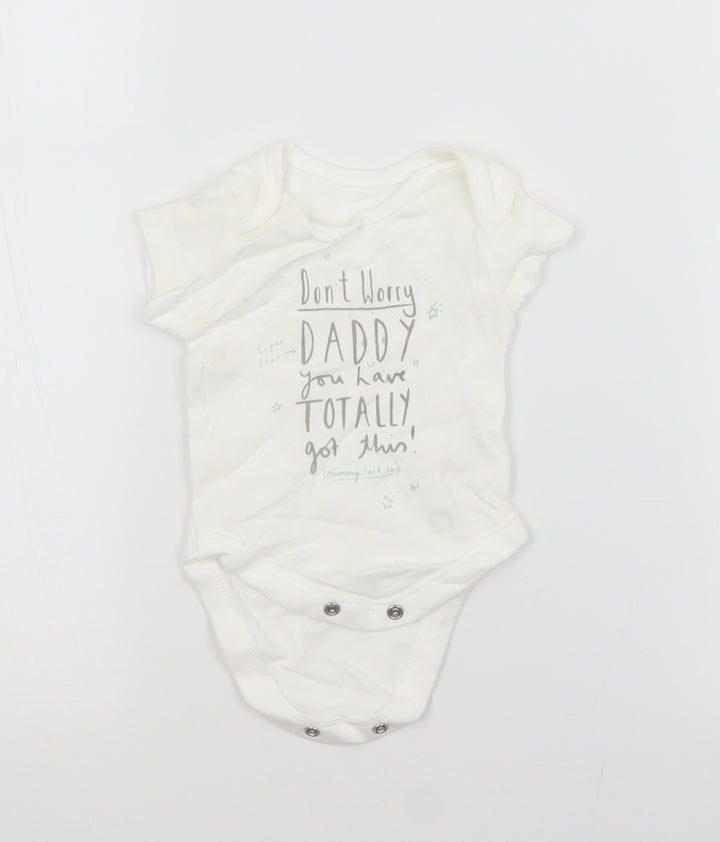 George Baby White Cotton Babygrow One-Piece Size 0-3 Months