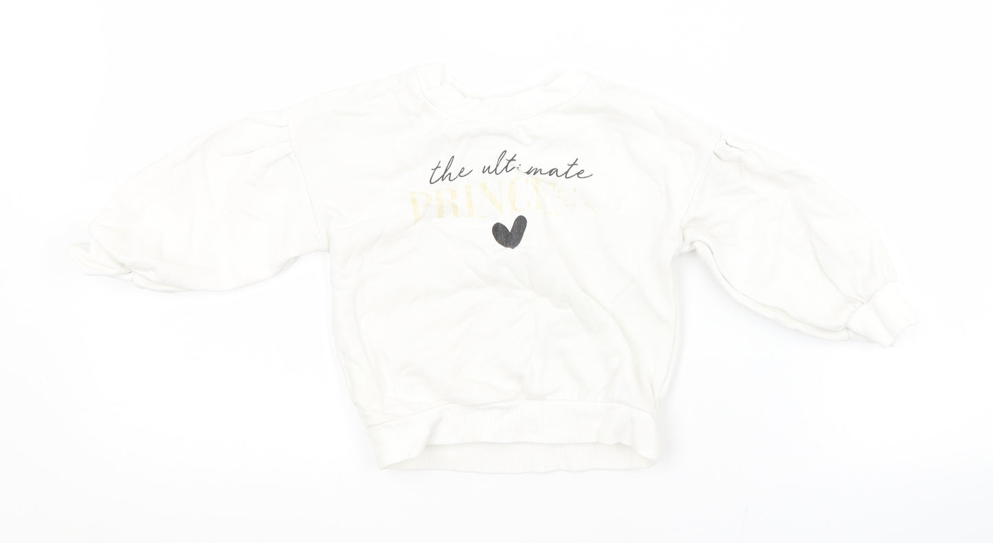 River Island Baby White  Cotton Pullover Jumper Size 6-9 Months
