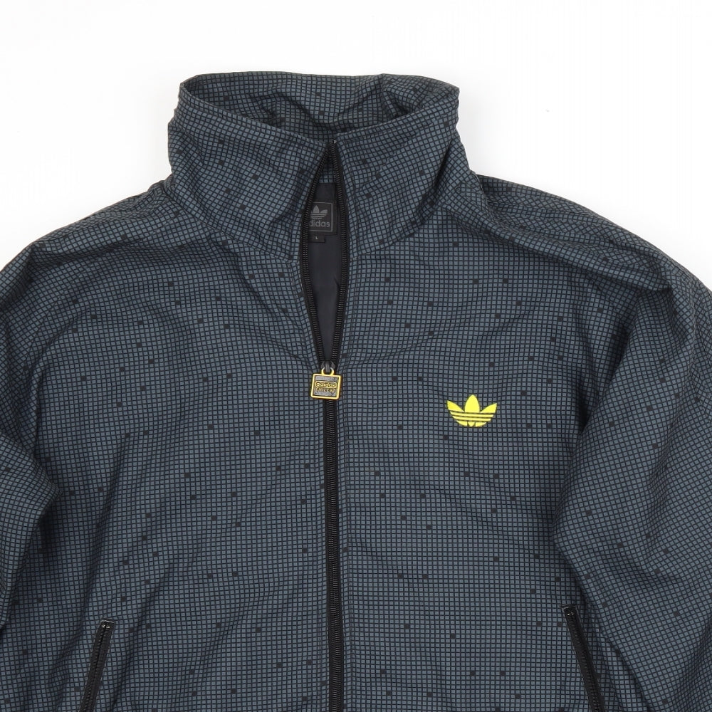 adidas Mens Blue Check  Jacket  Size L