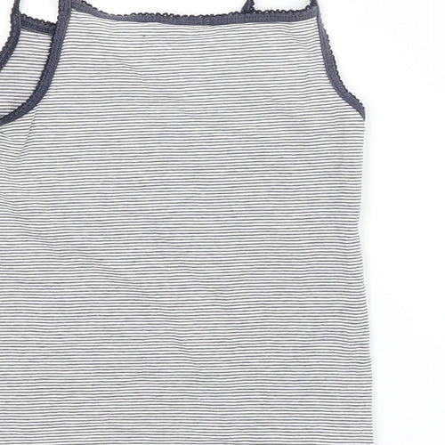 H&M Girls Blue Striped Cotton Basic Tank Size 5-6 Years Square Neck