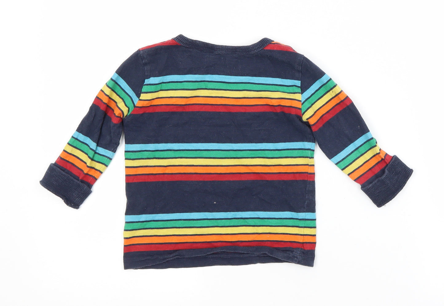 NEXT Baby Blue Striped Cotton Basic T-Shirt Size 12-18 Months Crew Neck