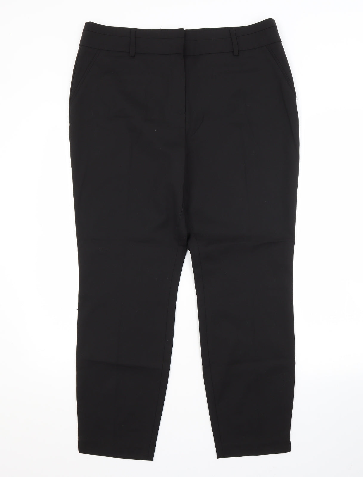Papaya Womens Black  Cotton Trousers  Size 16 L27 in Regular