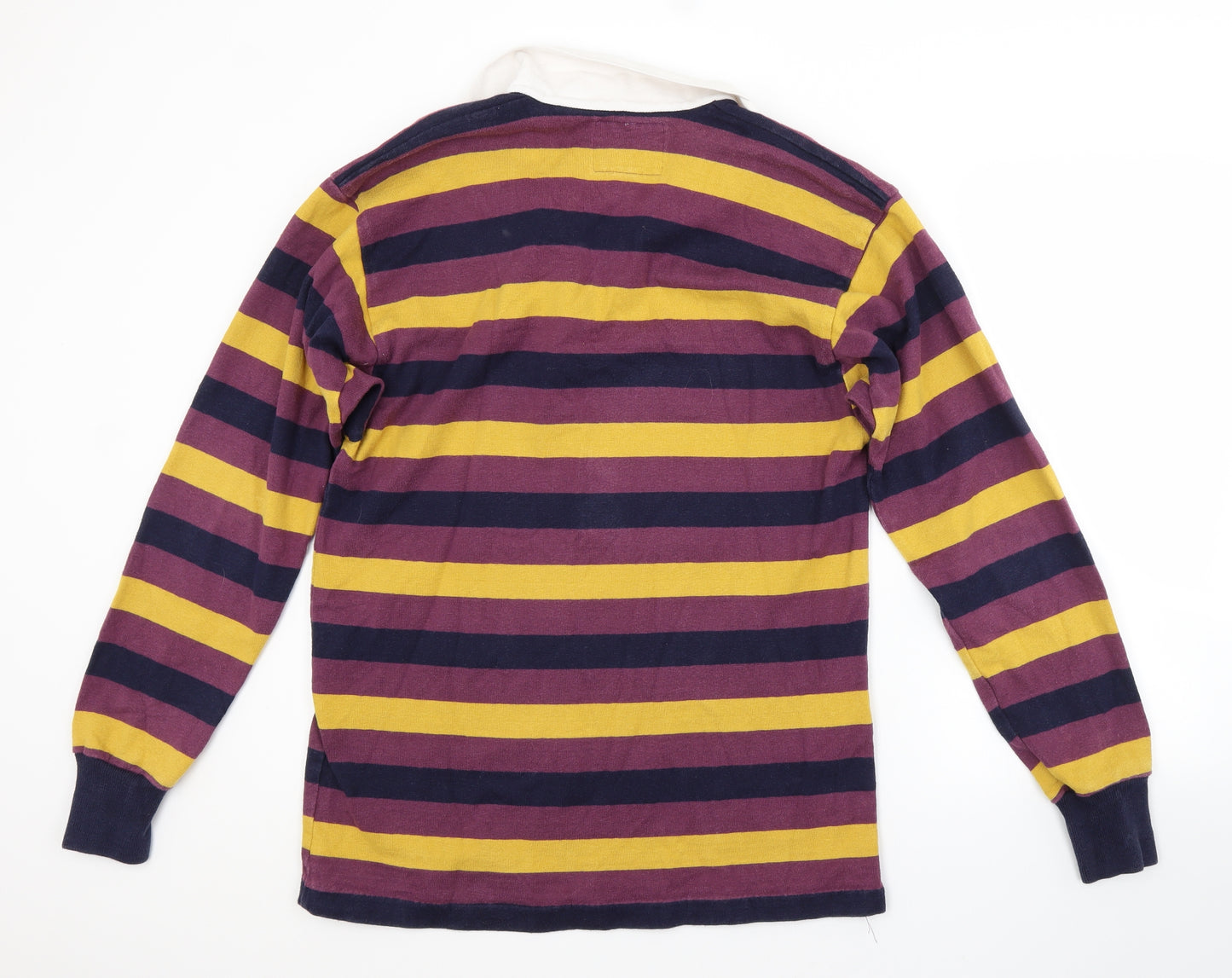 Land's End Mens Multicoloured Striped Cotton  Polo Size M Collared